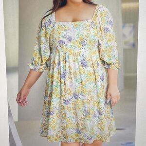 Floral Colorful Babydoll Bubble Sleeve Dress
Purple Yellow Plus Size 1X